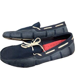SWIMS Braided Lace Loafers Slip On Boat Shoes Navy Blue White Men's‎ 9